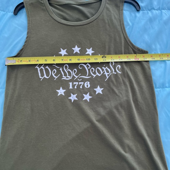 WE THE PEOPLE Medium olive green cotton poly blend unisex tank top like New - Picture 7 of 8